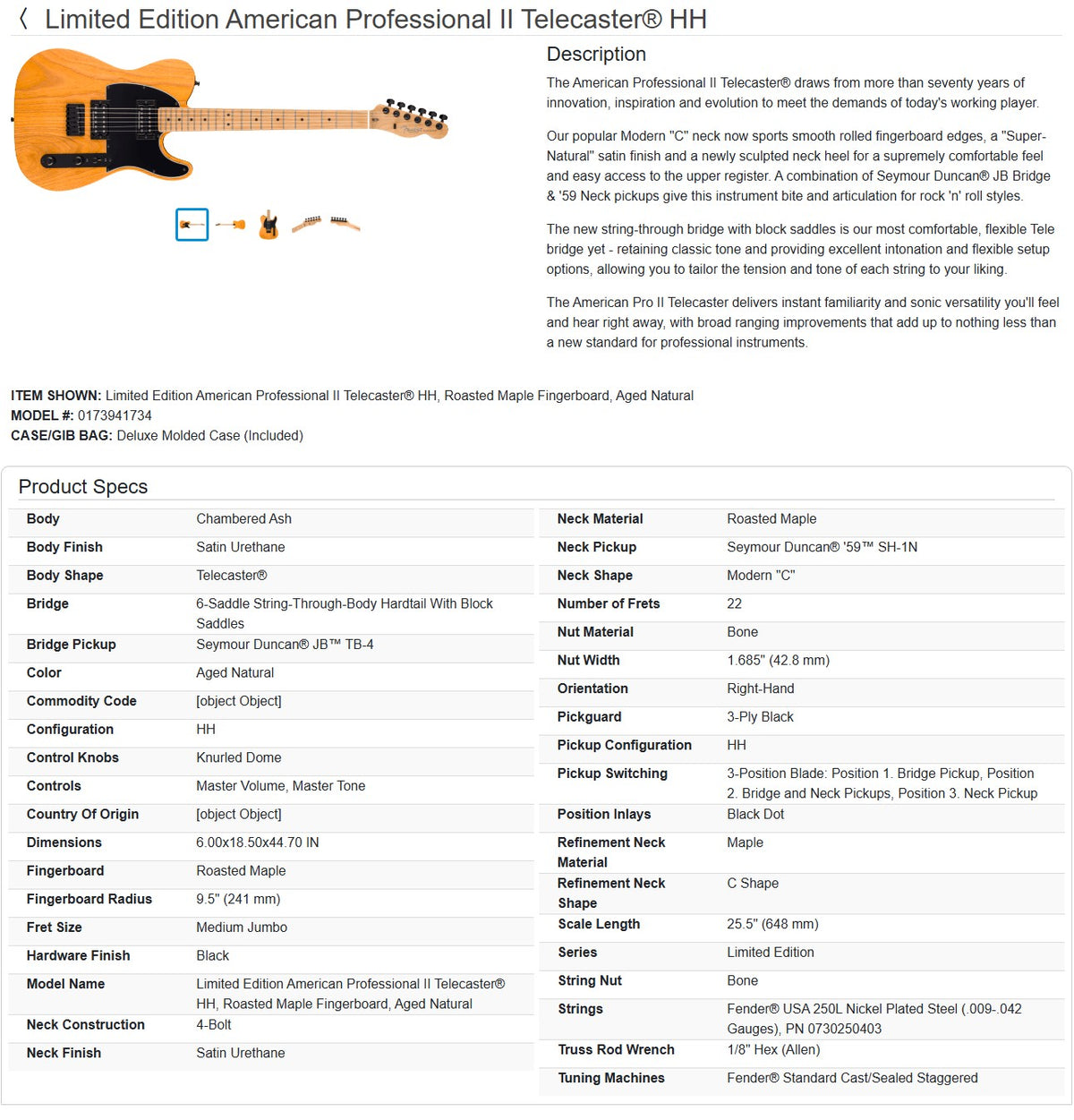 Fender American Professional II Sandblasted Telecaster HH 2025 - Aged Natural