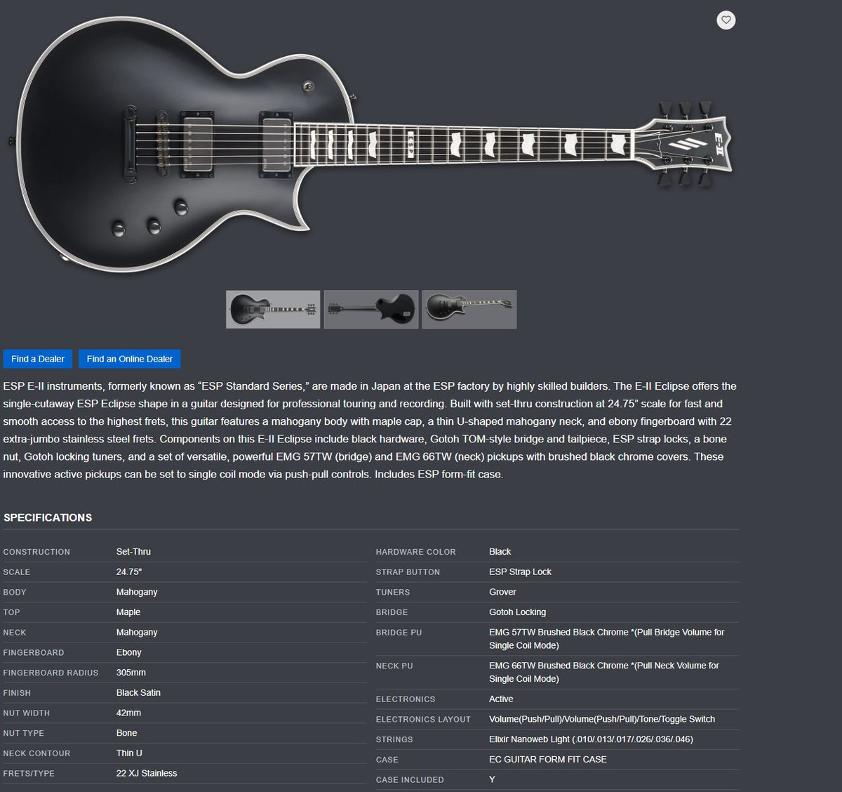 ESP E-II Eclipse 2023 - Black Satin